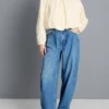Kiváló minőségű pamut denim, hordószárú farmer