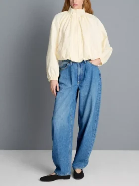 Kiváló minőségű pamut denim, hordószárú farmer