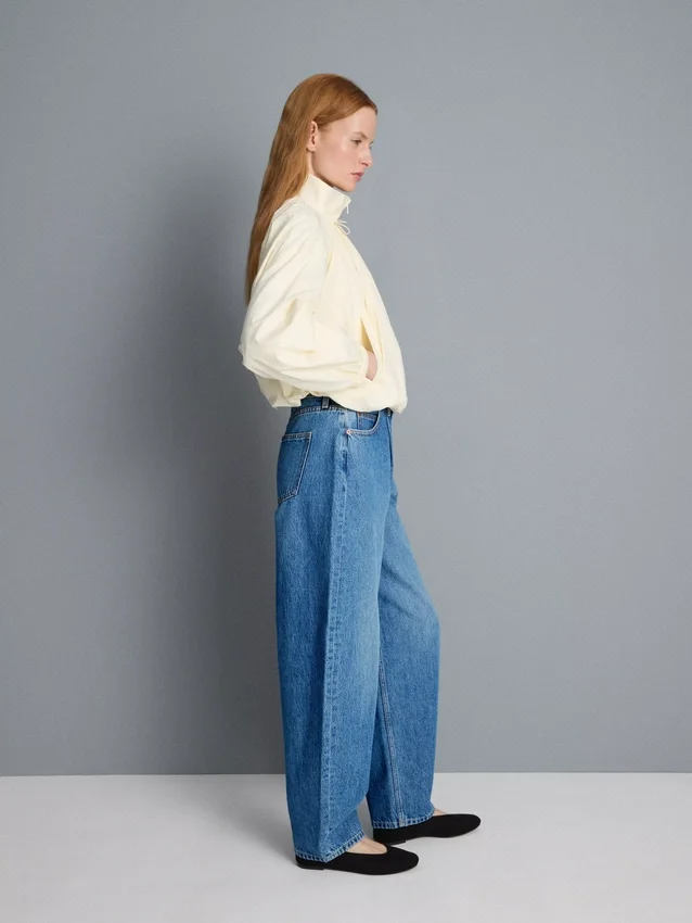 Kiváló minőségű pamut denim, hordószárú farmer