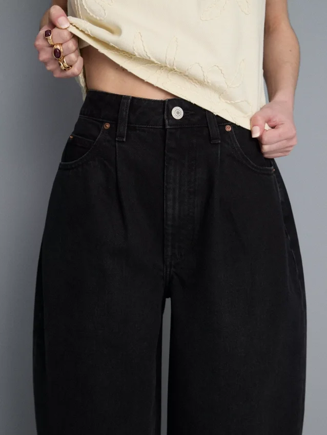 Kiváló minőségű pamut denim, hordószárú farmer