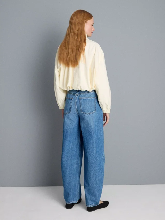Kiváló minőségű pamut denim, hordószárú farmer