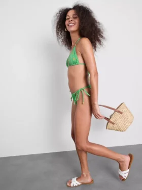 Kockás mintás, oldalt kötős bikini alsó