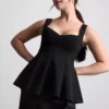 Krepp anyagú, szív alakú nyakkivágású peplum felső