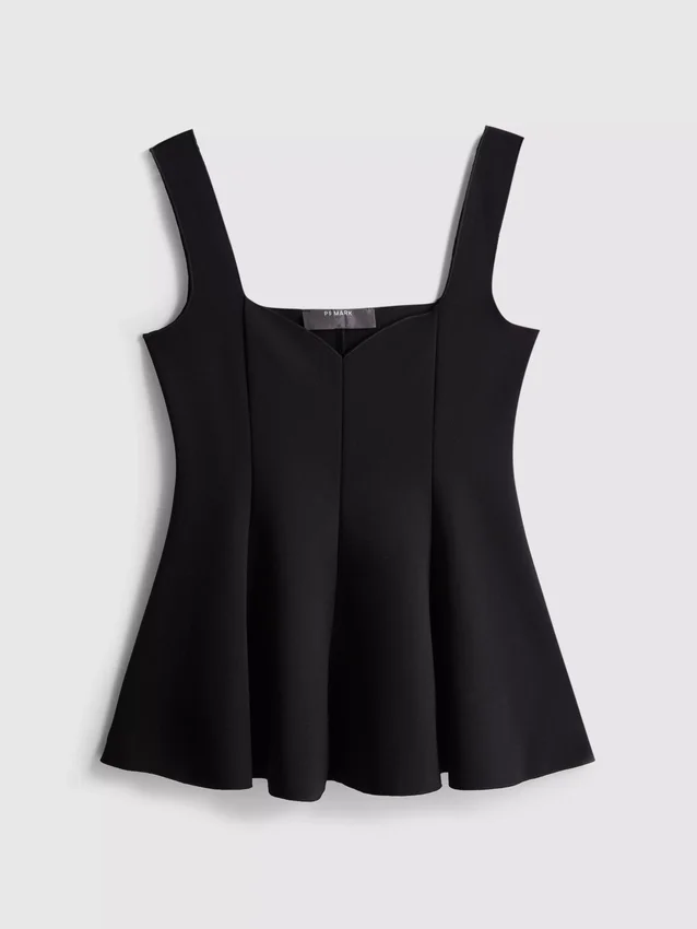 Krepp anyagú, szív alakú nyakkivágású peplum felső