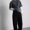 Közepes derékmagasságú, bő szabású farmer