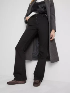 Közepes derékmagasságú pamut bootcut farmer