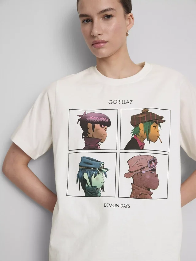 Lazított Gorillaz grafikás zenei póló