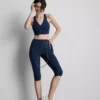Magas derékú, sima, támasztó aktív capri leggings