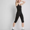 Magas derékú, sima, támasztó aktív capri leggings