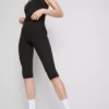 Magas derékú, sima, támasztó aktív capri leggings