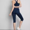 Magas derékú, sima, támasztó aktív capri leggings