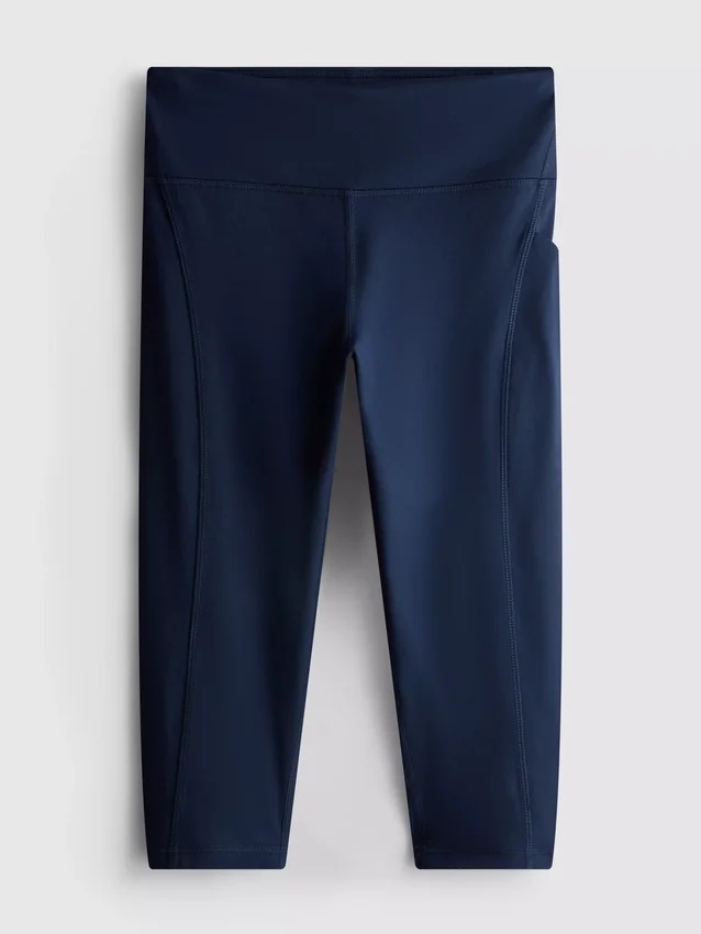 Magas derékú, sima, támasztó aktív capri leggings