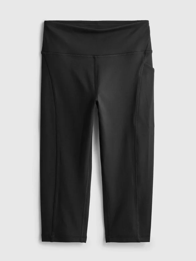 Magas derékú, sima, támasztó aktív capri leggings