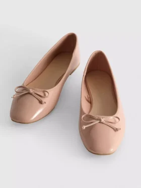 Műbőr balerina masnis lapos talpú cipő