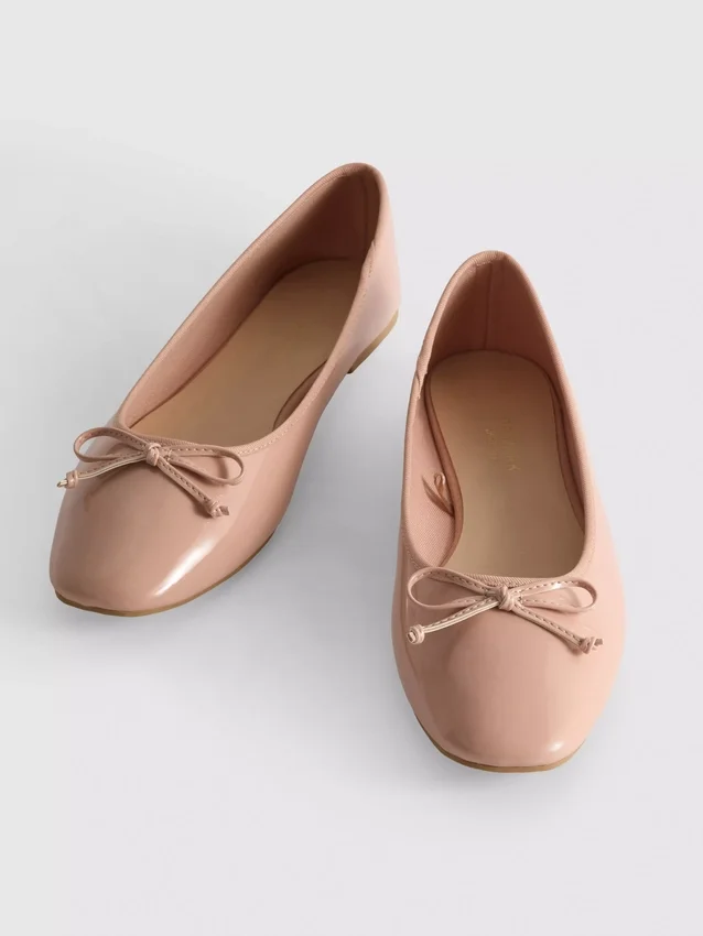 Műbőr balerina masnis lapos talpú cipő