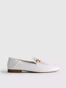 Műbőrből készült, lézerrel vágott, szájkosár mintás loafer