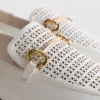 Műbőrből készült, lézerrel vágott, szájkosár mintás loafer