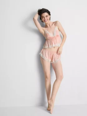 Menyasszonyi szatén csipkés babydoll bralette
