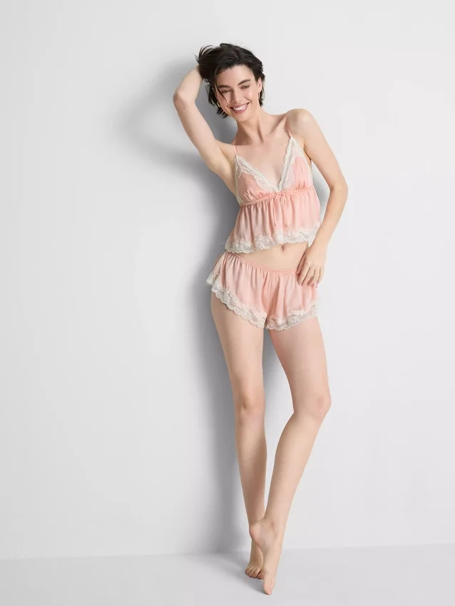 Menyasszonyi szatén csipkés babydoll bralette
