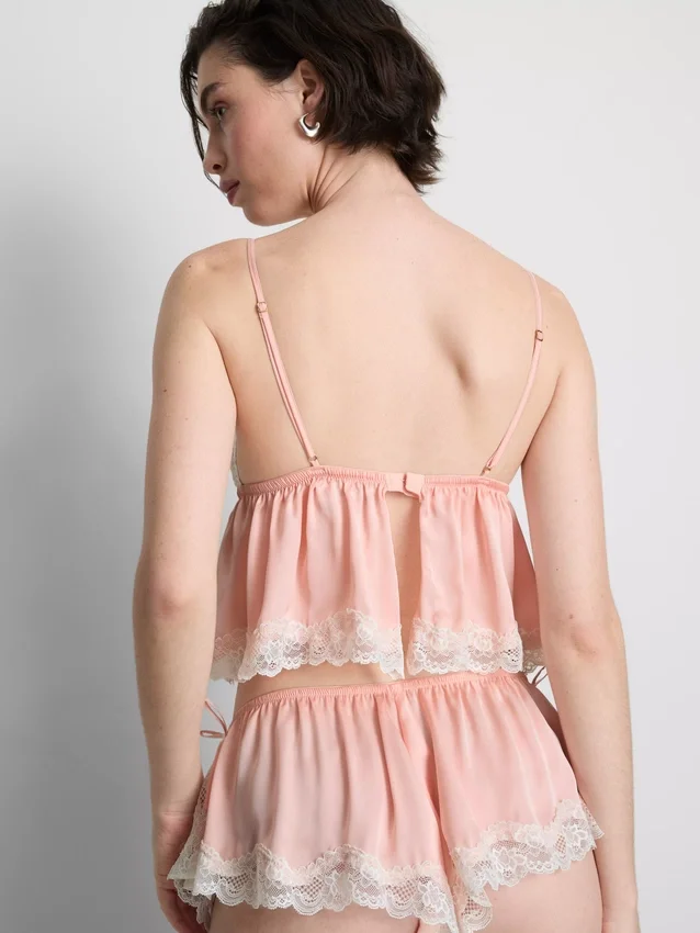 Menyasszonyi szatén csipkés babydoll bralette