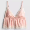 Menyasszonyi szatén csipkés babydoll bralette