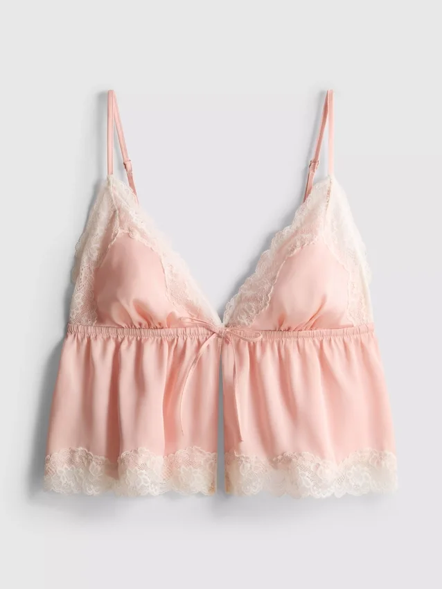 Menyasszonyi szatén csipkés babydoll bralette