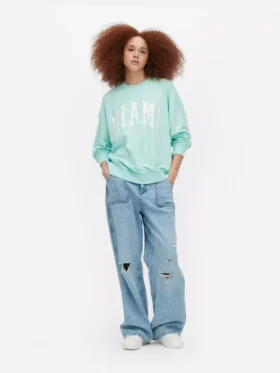 „Miami” feliratú, oversize pulóver
