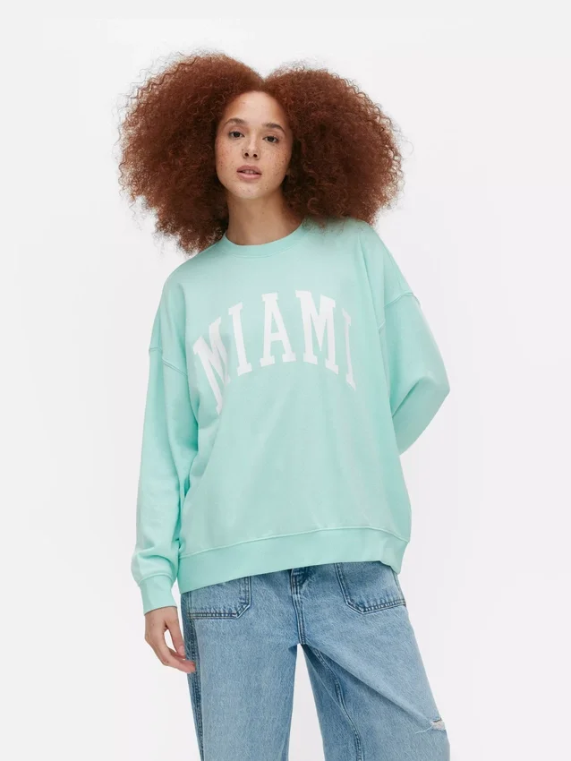 „Miami” feliratú, oversize pulóver