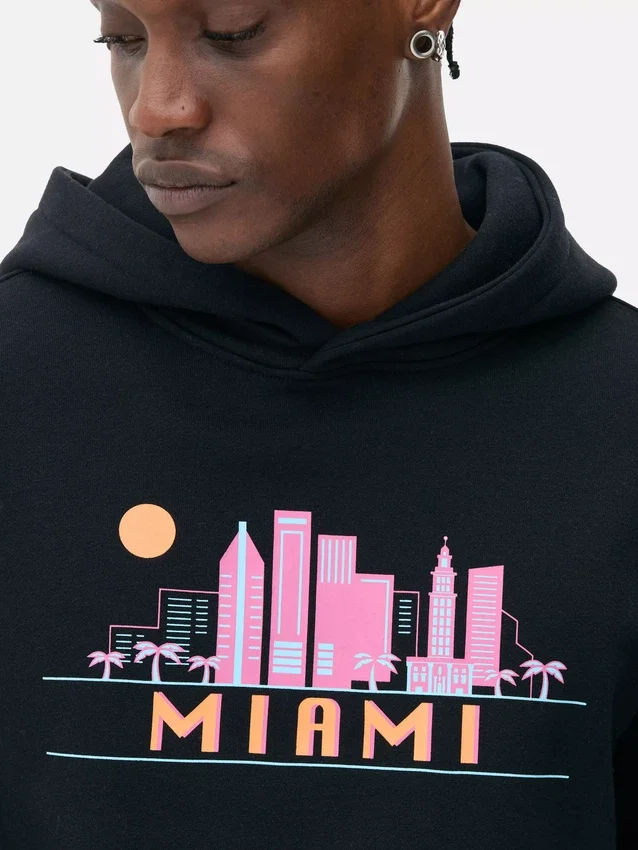 Miami skyline kapucnis pulóver