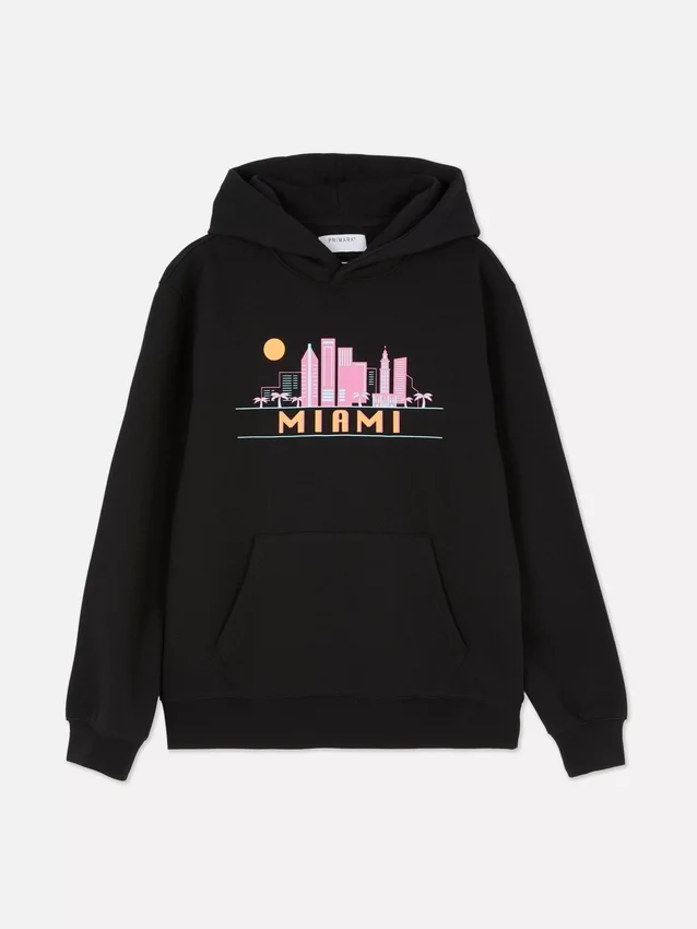 Miami skyline kapucnis pulóver