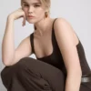 Második bőr négyzet nyakú midi ruha