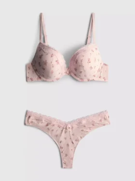 Nyomtatott push-up melltartó és tanga szett