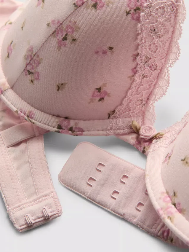 Nyomtatott push-up melltartó és tanga szett