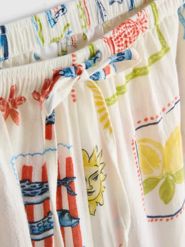 Nyomtatott, széles szárú strandnadrág