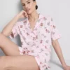 Nyomtatott teddy boyfriend rövid pizsama
