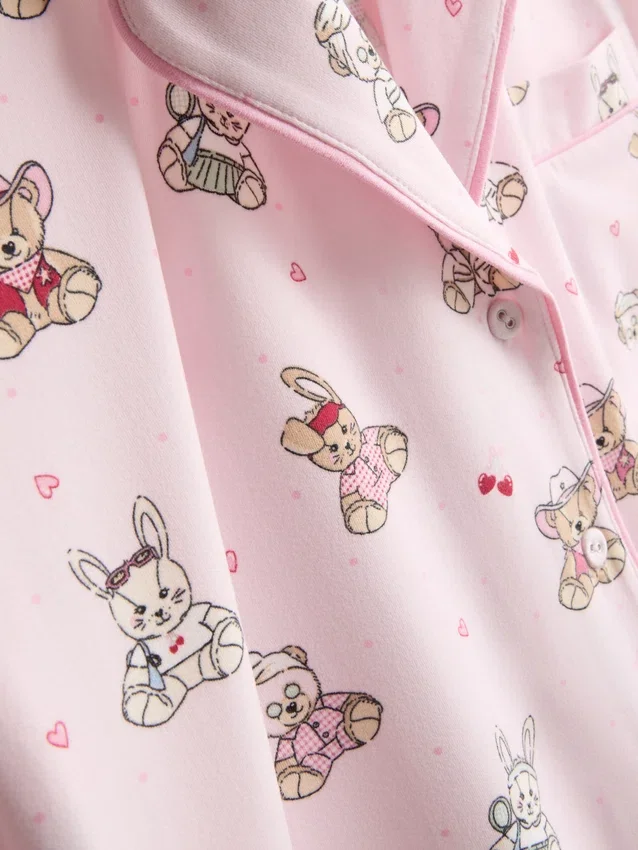 Nyomtatott teddy boyfriend rövid pizsama