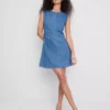Pamut denim A-vonalú miniruha