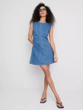 Pamut denim A-vonalú miniruha