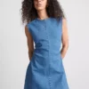 Pamut denim A-vonalú miniruha