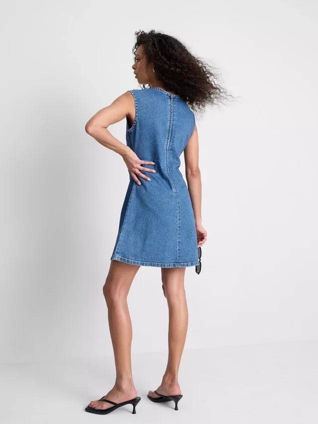 Pamut denim A-vonalú miniruha