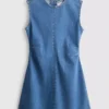 Pamut denim A-vonalú miniruha