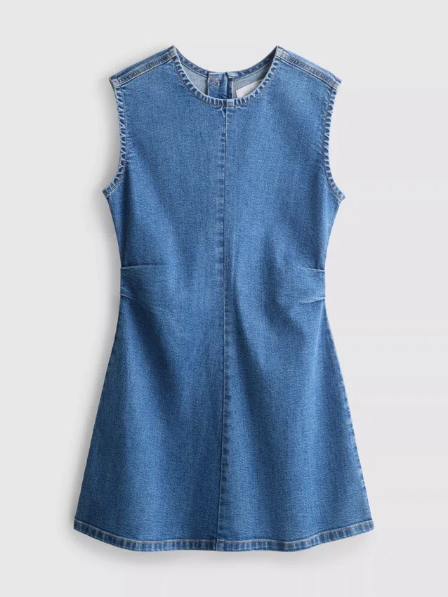 Pamut denim A-vonalú miniruha