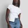 Pamut-denim A-vonalú rövidnadrág