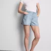 Pamut-denim A-vonalú rövidnadrág