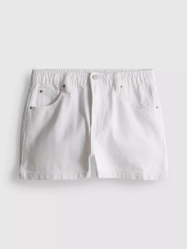 Pamut-denim A-vonalú rövidnadrág