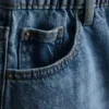 Pamut-denim A-vonalú rövidnadrág