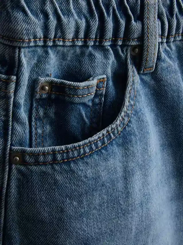 Pamut-denim A-vonalú rövidnadrág