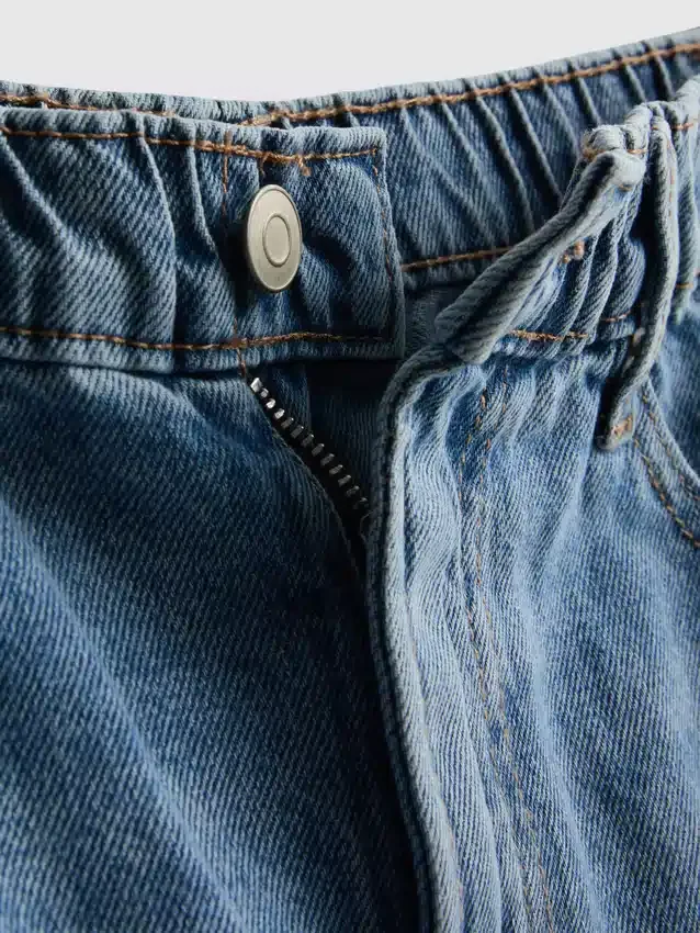 Pamut-denim A-vonalú rövidnadrág