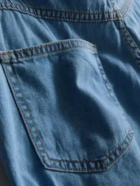 Pamut denim aszimmetrikus, átlapolt szoknya-nadrág