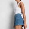 Pamut denim aszimmetrikus, átlapolt szoknya-nadrág